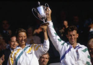 Jo Durie won two mixed doubles titles with Jeremy Bates Getty