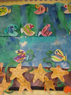 ... paper plate fish, and the star fish to create and under the sea scene