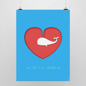 Light Art Picture Sayings Love Around Modern Minimalist Blue Heart ...
