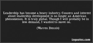 ... concern and interest about leadership development is no warren bennis