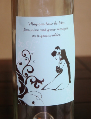 Romantic wedding or anniversary wine bottle label.