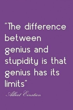 ... difference between genius and stupidity is that genius has its limits