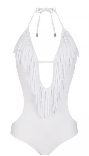 White fringe swimsuit