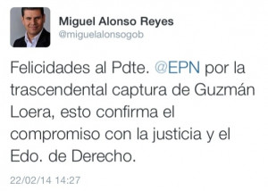 Felicita Miguel Alonso al presidente Peña Nieto por captura del Chapo