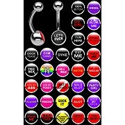 316L Surgical Steel Belly Button Navel Rings w/ Words, Logos and Signs