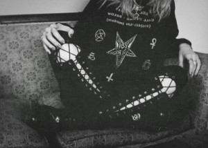 black and white, gothic, nu goth, pentagram, punk, satan