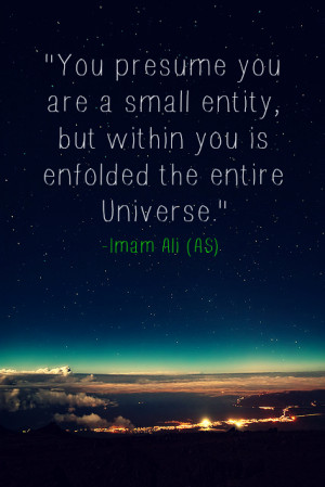 ... entity, but within you is enfolded the entire Universe. -Imam Ali (AS