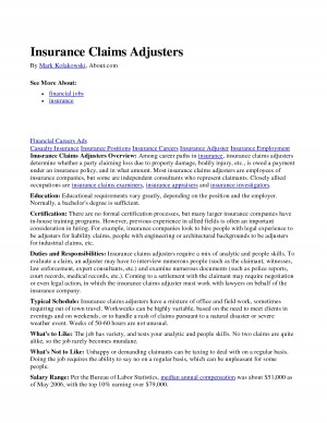 Insurance Adjuster Resume Download Doc