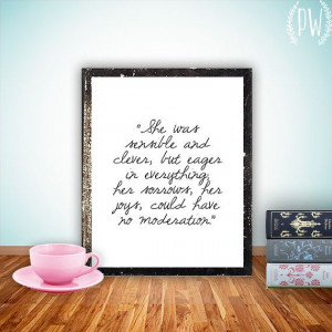 Jane Austen Quote Printable, Inspirational quotes art print poster ...