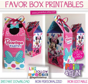 Minnie Mouse Bowtique Favor Box Favour Box Milk Box NON PERSONALIZED ...