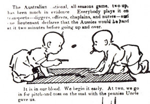 In the above cartoon, Two-up is positioned as a national pastime that ...
