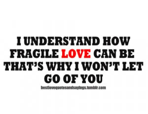 understand how fragile love can be that’s why I won’t let go of ...