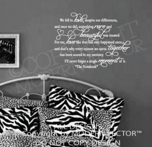 Details about Notebook Movie Quote WE FELL IN LOVE Vinyl Wall Decal