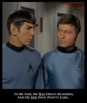 TOS When McCoy (Fehr) starts calling Spock(Bettman) a pointy-eared ...