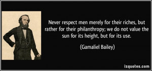 respect men merely for their riches, but rather for their philanthropy ...