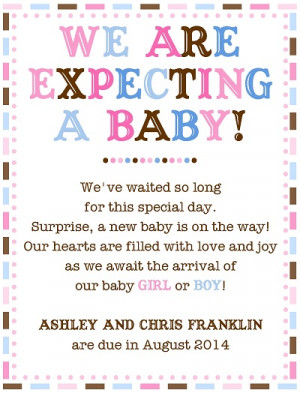 Expecting a Baby? Creative Pregnancy announcement in pink, blue and ...