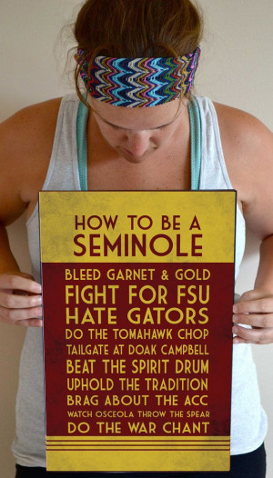 Florida State Art Print, Seminoles Quote Poster Sign, Florida State ...