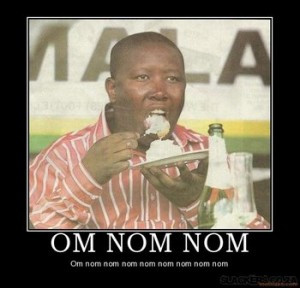 Malema eating om nom nom