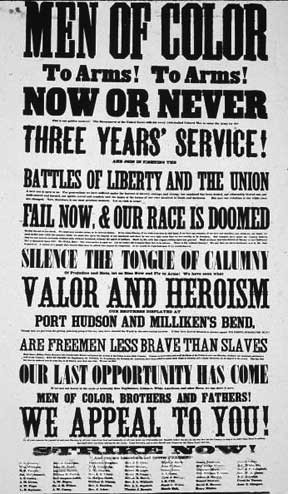 Recruiting postercalling on blacks to jointhe Union Army in the Civil ...