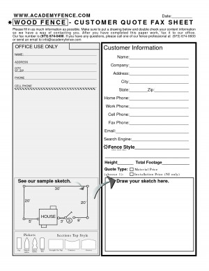... Information WOOD FENCE - CUSTOMER QUOTE FAX SHEET by gjjur4356