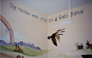 Noah's Arc painted in a nursery.