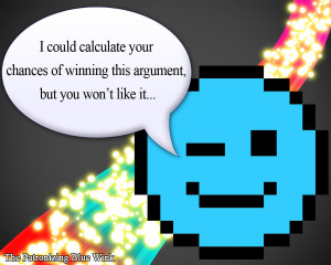 Patronizing Blue Wink Quote 6 by WyvernsBlade