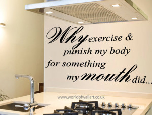 Why Exercise Wall Quote Sticker, large punish my body transfer decal