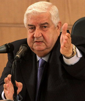 Syrian Foreign Minister Walid Muallem at a press conference in ...