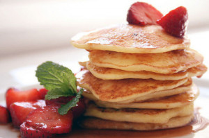 berry, breakfast, food, fruit, pancakes, strawberries