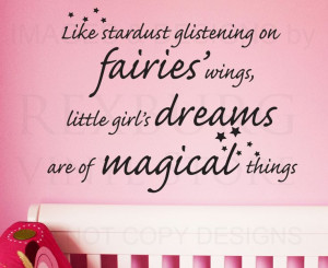 Wall Decal Sticker Quote Vinyl Art Little Girls' Dreams Magical Girl's ...