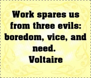 Work spares us from three evils: boredom, vice, and need. Voltaire