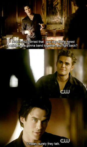 animals, damon, diaries, fight, funny, stefan, vampire