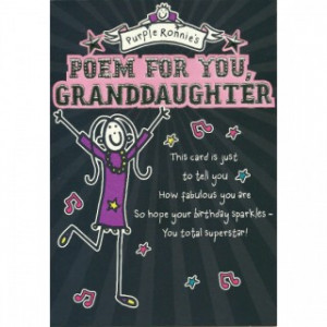 ... Purple Ronnie Poem For You Granddaughter - Granddaughter Birthday Card
