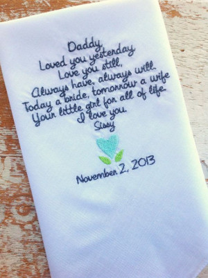 DAD from BRIDE Wedding heirloom handkerchief custom embroidered ...
