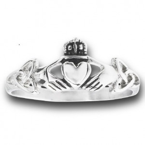 Stainless Steel Claddagh Celtic Knot Heart & Hands Ring - Sizes 4-13