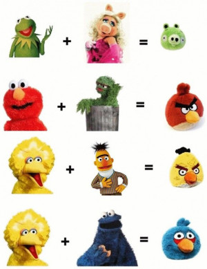 ... Big Bird + Bert = Yellow Bird Big Bird + Cookie Monster = Blue Bird