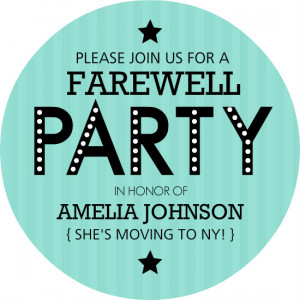 Turquoise Stripe Farewell Party Invite