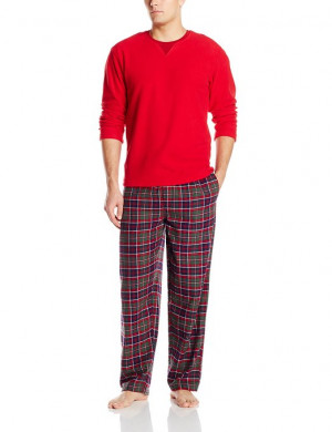Geoffrey Beene Men's Two-Piece Microfleece Pullover and Plaid Pant ...