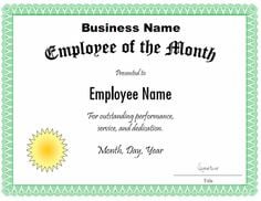 Employee of the month certificate template. Customize the title ...