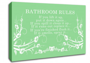 bathroom quote canvas bathroom rules on stretched canvas set of prints