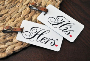 His and Hers Luggage Tag Set, Personalized Address , Message or Quote ...