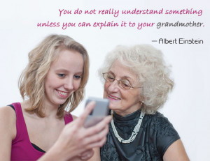 grandma granddaughter with mobile quote