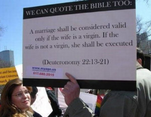 Gay Pride Protest Sign. gay-people-can-quote-the-bible-too.