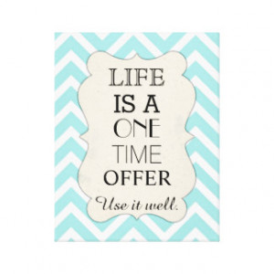 Inspirational LIFE Quote Chevron Canvas Stretched Canvas Print