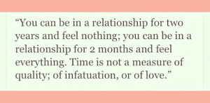 not a measure of quality of infatuation or of love