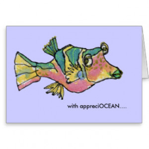 AppreciOCEAN rainbow cartoon fish thank you card