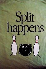 Funny Bowling T-Shirt Men's L Split Happens Pins Ball Alley Humorous ...