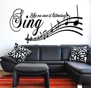 Details about Sing Like No One is Listening Music Quote Wall Sticker ...