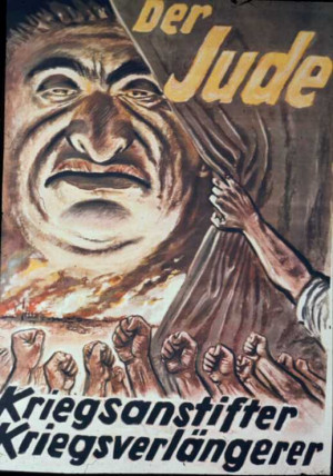 In Russian: Get the Jewish-Bolshevist warmongers out of Europe!