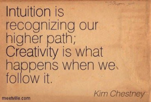 intuition and creativity, so important in my life. This great quote ...